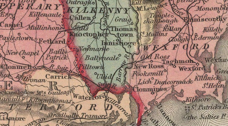 Detail of Ireland 1857 Historic Map by G. W. Mitchell - Charles DeSilver