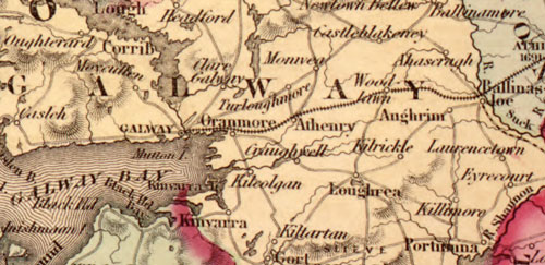 Ireland 1862 Johnson and Ward Historic Map detail
