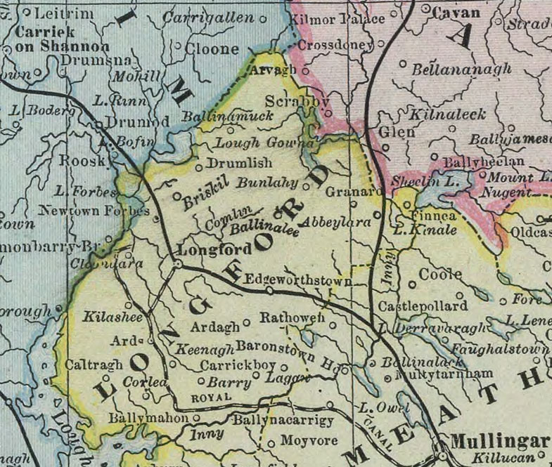Detail of Ireland 1889 Historic Map by Rand McNally