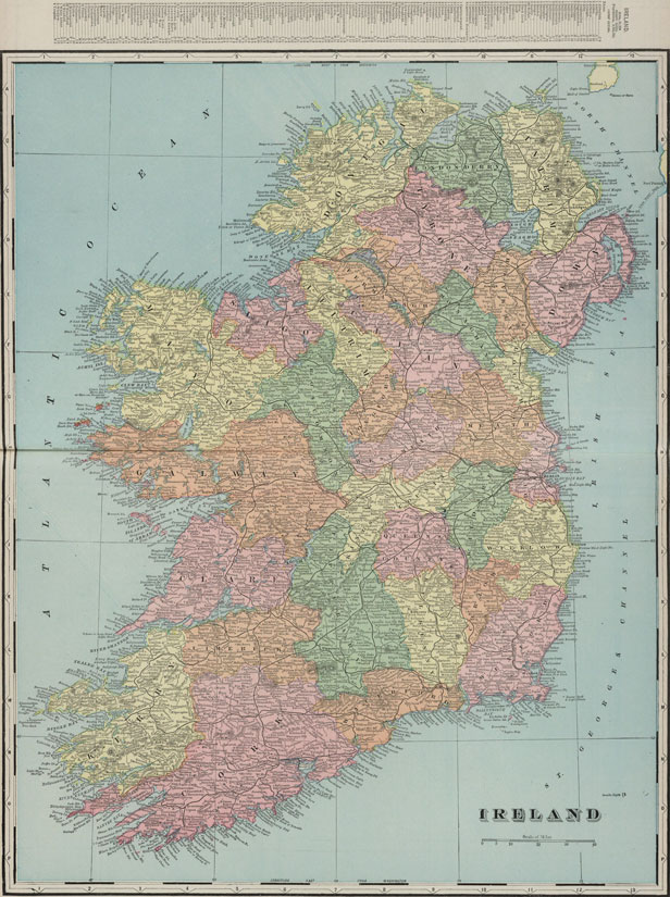 Ireland 1901 Historic Map by George Cram