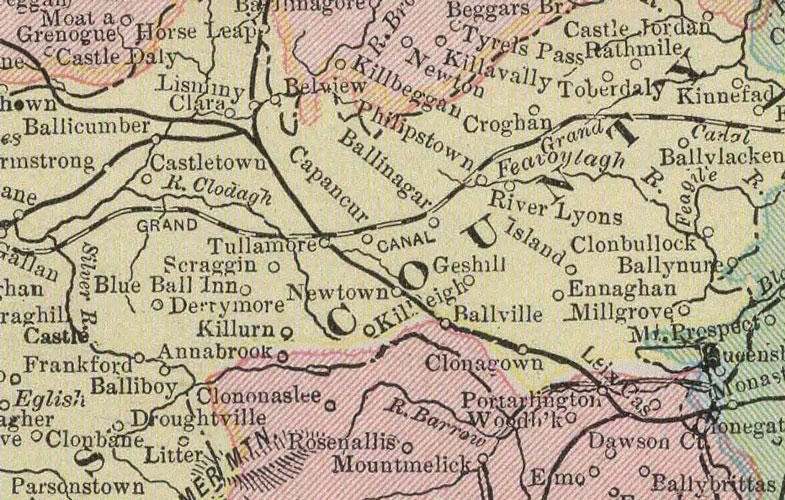 Detail of Ireland 1901 Historic Map by George Cram