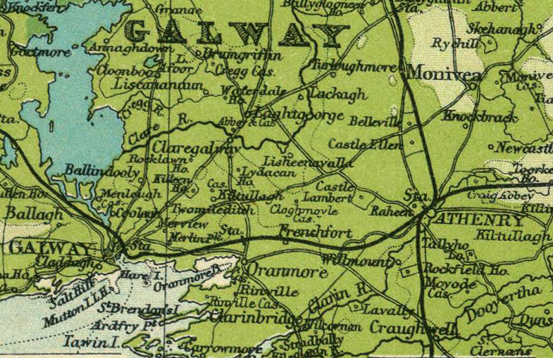 Detail of North Ireland 1922 Historic Map by J. G. Bartholomew, The Times Atlas