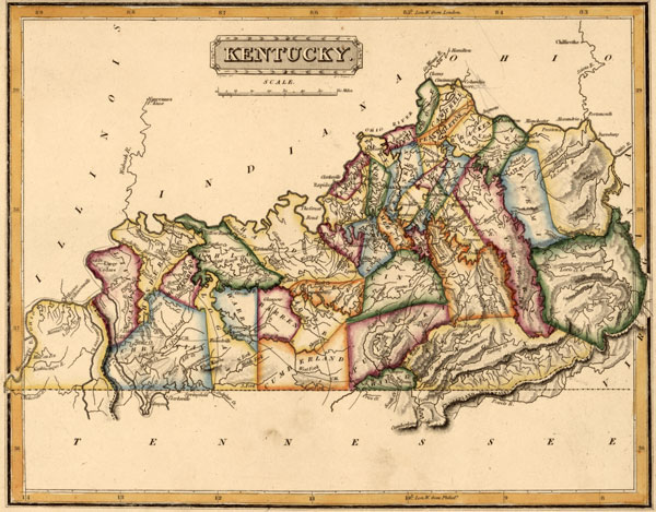 Kentucky 1817 Fielding Lucas Historic Map Reprint