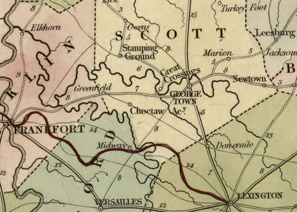 Kentucky and Tennessee State 1839 Historic Map Burr American Atlas detail