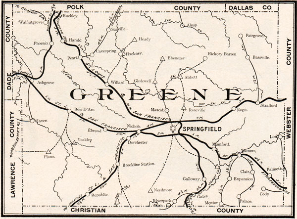 Greene County Missouri 1904 Historical Map Reprint Roads And