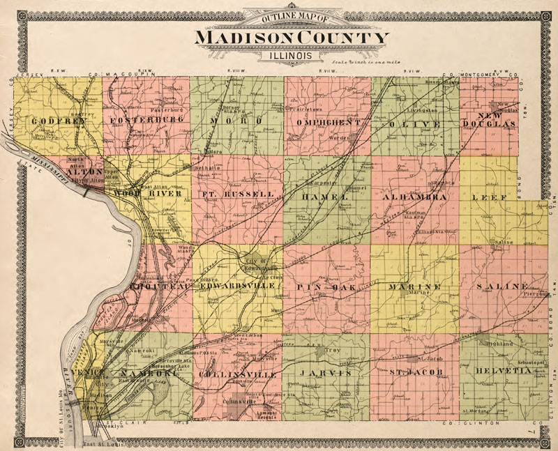 Madison County, Illinois 1906 Historic Map by Geo. A. Ogle & Co.