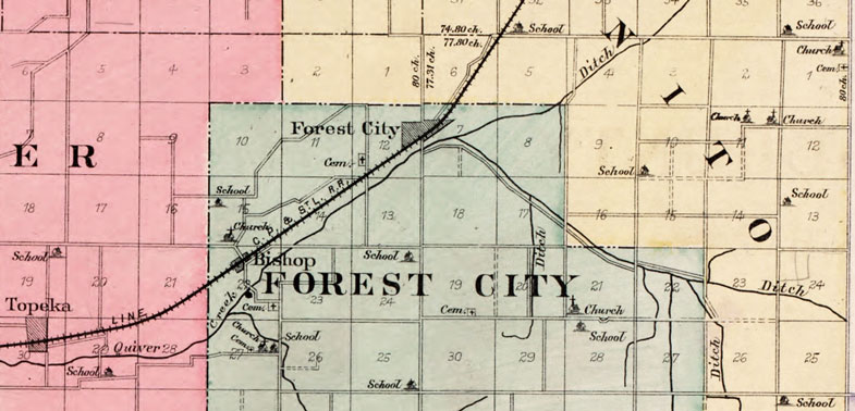 Detail of Mason County, Illinois 1891 Historic Map Reprint by Alden, Ogle & Co.