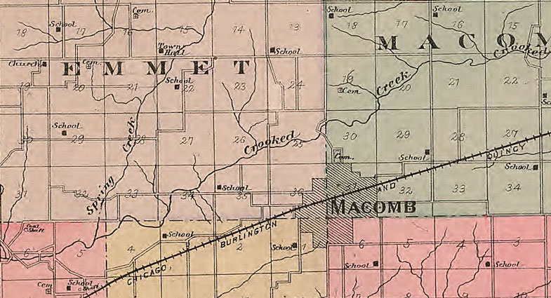 Detail of McDonough County, Illinois 1893 Historic Map Reprint by The Occidental Publishing Co.