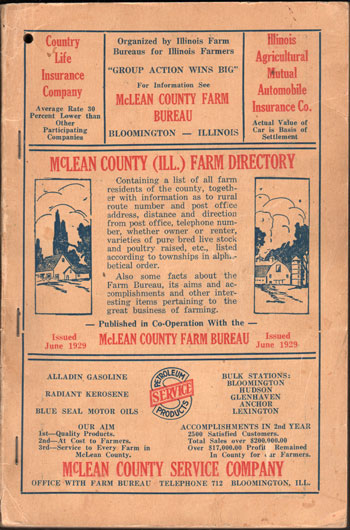 McLean County, Illinois Farm Directory, 1929,  book