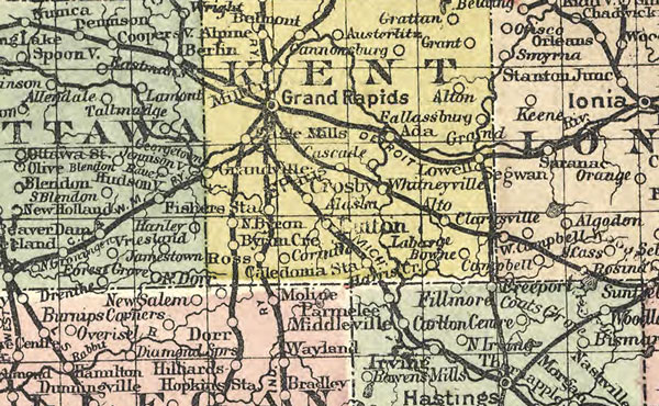 Michigan State 1895 S. Wangersheim Historic Map detail