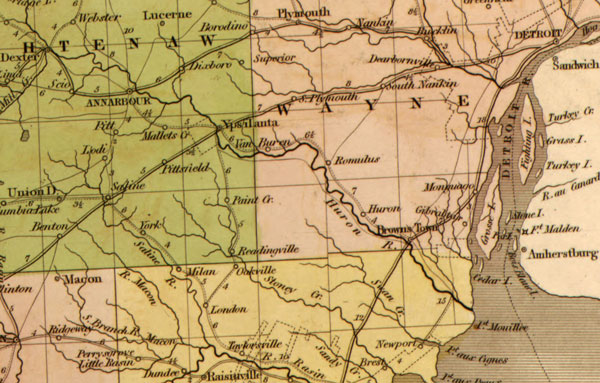 Michigan State and Wisconsin Territory 1839 Historic Map David Burr American Atlas detail