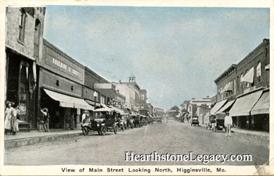 Early postcard view of Higginsville, Missouri Main Street Lafayette County, MO