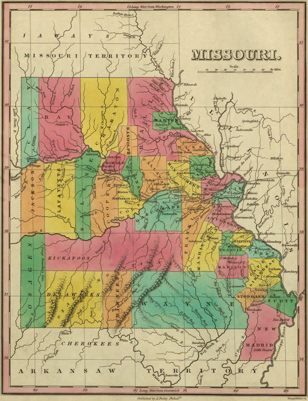 Missouri State 1831 Historic Map by A. Finley