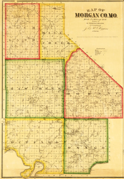 Morgan County Missouri 1880 Historical Map Reprint Townships