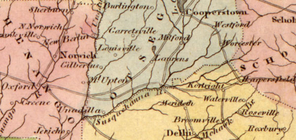 New York State 1833 Andrus and Judd Historic Map detail