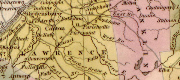 New York State 1840 Historic Map by Tanner, detail