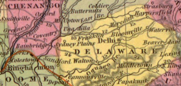New York State 1849 Mitchell Historic Map detail