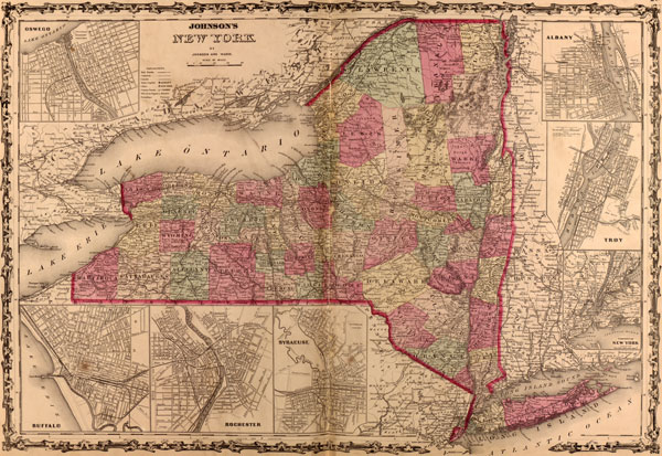 New York 1862 Johnson & Ward Historic Map Reprint