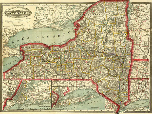 New York State 1888 Geo. F. Cram Historic Map Reprint