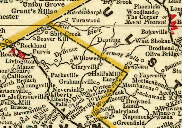 New York State 1888 Geo. F. Cram Historic Map detail