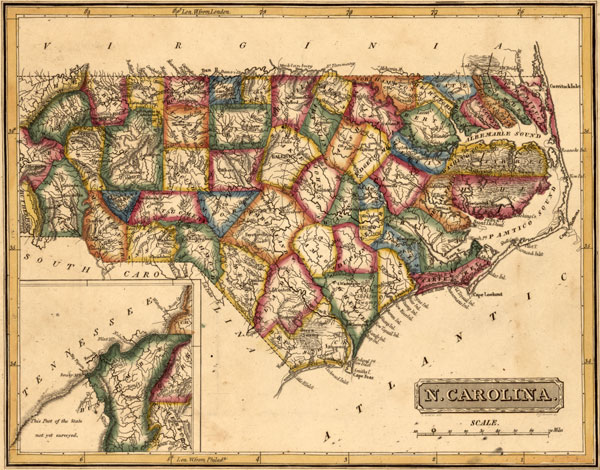 North Carolina State 1817 Fielding Lucas Historic Map Reprint
