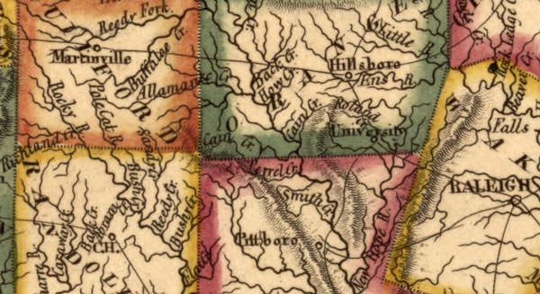 North Carolina State 1817 Fielding Lucas Historic Map detail