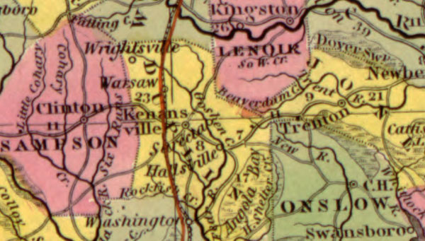 North Carolina State 1849 Mitchell Historic Map detail