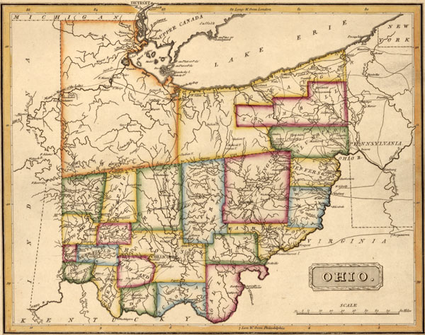 Ohio State 1817 Fielding Lucas Historic Map Reprint