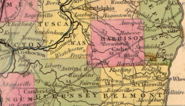 Ohio State 1849 Mitchell Historic Map detail