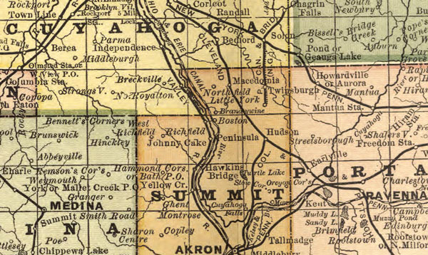 Ohio State 1881 Rand McNally Historic Map detail