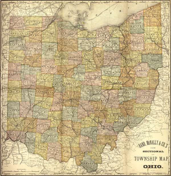 Ohio State 1881 Rand McNally Historic Map Reprint