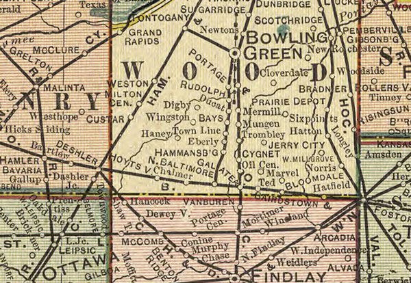 Ohio State Geo. F. Cram 1905 Historic Map detail