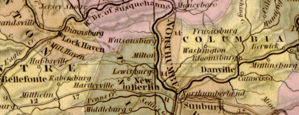 Pennsylvania State 1840 Historic Map by Tanner, detail