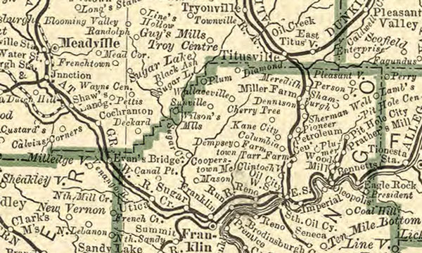 Pennsylvania State 1881 Rand McNally Historic Map detail