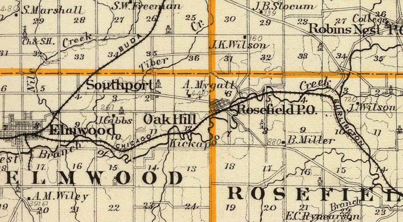 Detail of Peoria County, Illinois 1876 Historic Map Reprint by Union Atlas Co., Warner & Beers