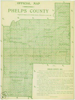 Early map of Phelps County, Missouri including Rolla, St. James, Jerome, Arlington, Blooming Rose, Clementine, Craddock