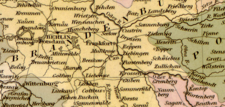 Detail of Prussia 1844 Historic Map by Tanner