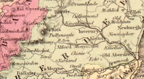 Scotland 1862 Johnson and Ward Historic Map detail