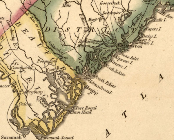 South Carolina State 1817 Fielding Lucas Historic Map detail