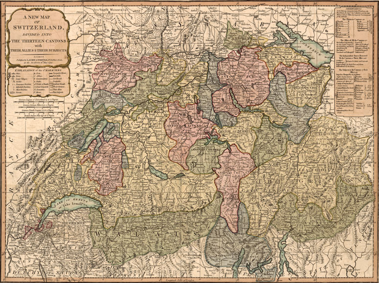 Switzerland 1794 Laurie and Whittle Historic Map Reprint