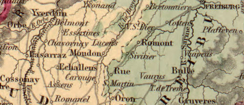 Switzerland 1862 Johnson and Ward Historic Map detail
