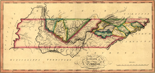Tennessee 1817 Samuel Lewis Historic Map Reprint