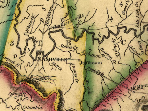 Tennessee 1817 Samuel Lewis Historic Map detail
