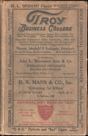 Troy, Cohoes, Watervliet, New York 1926 Directory, Rensselaer County, NY