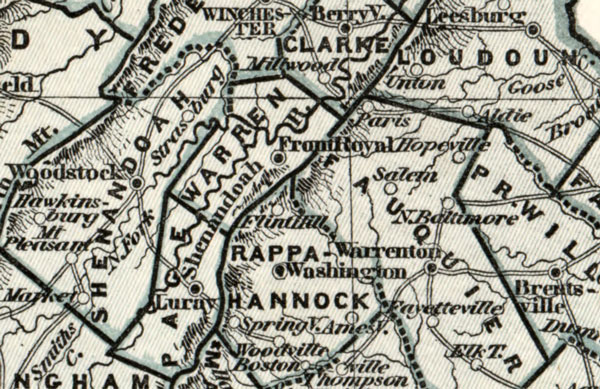Virginia State 1845 Morse Breese Historic Map detail