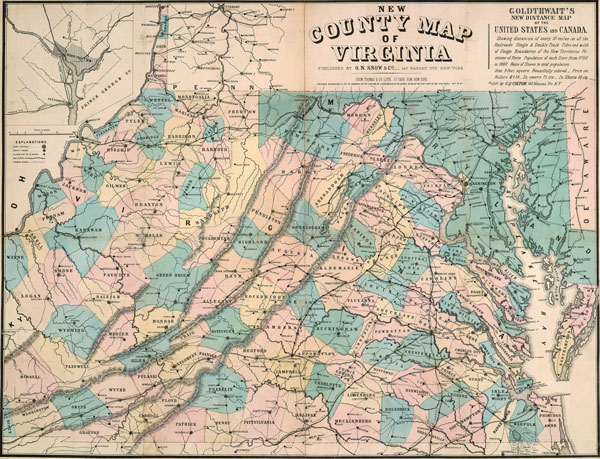 Virginia State 1861 Snow Historic Map Reprint