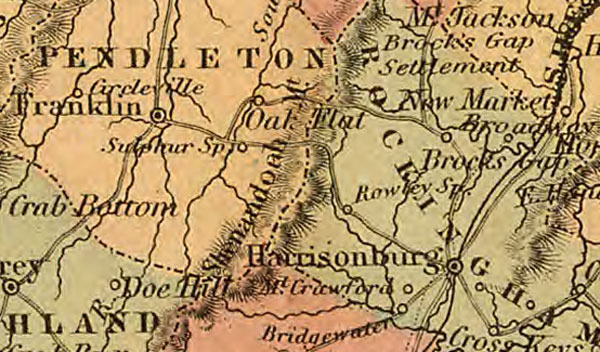 Virginia State 1862 Colton Historic Map detail
