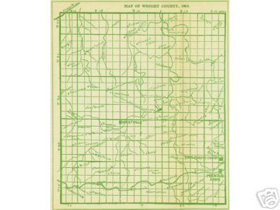 Early map of Wright County, Missouri including Hartville, Mansfield, Mountain Grove, Norwood, and more