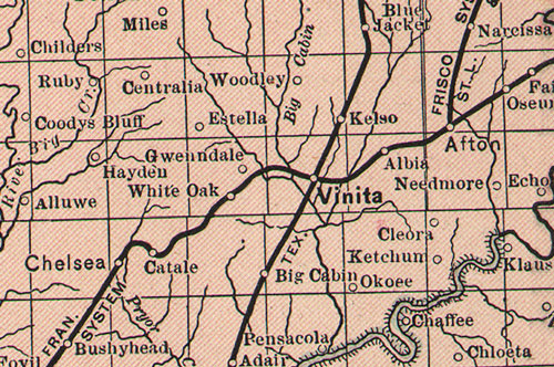 Cherokee Nation Indian Territory 1905 Map detail