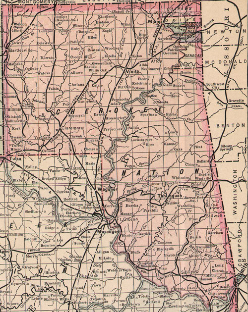Cherokee Nation Indian Territory 1905 Map Reprint